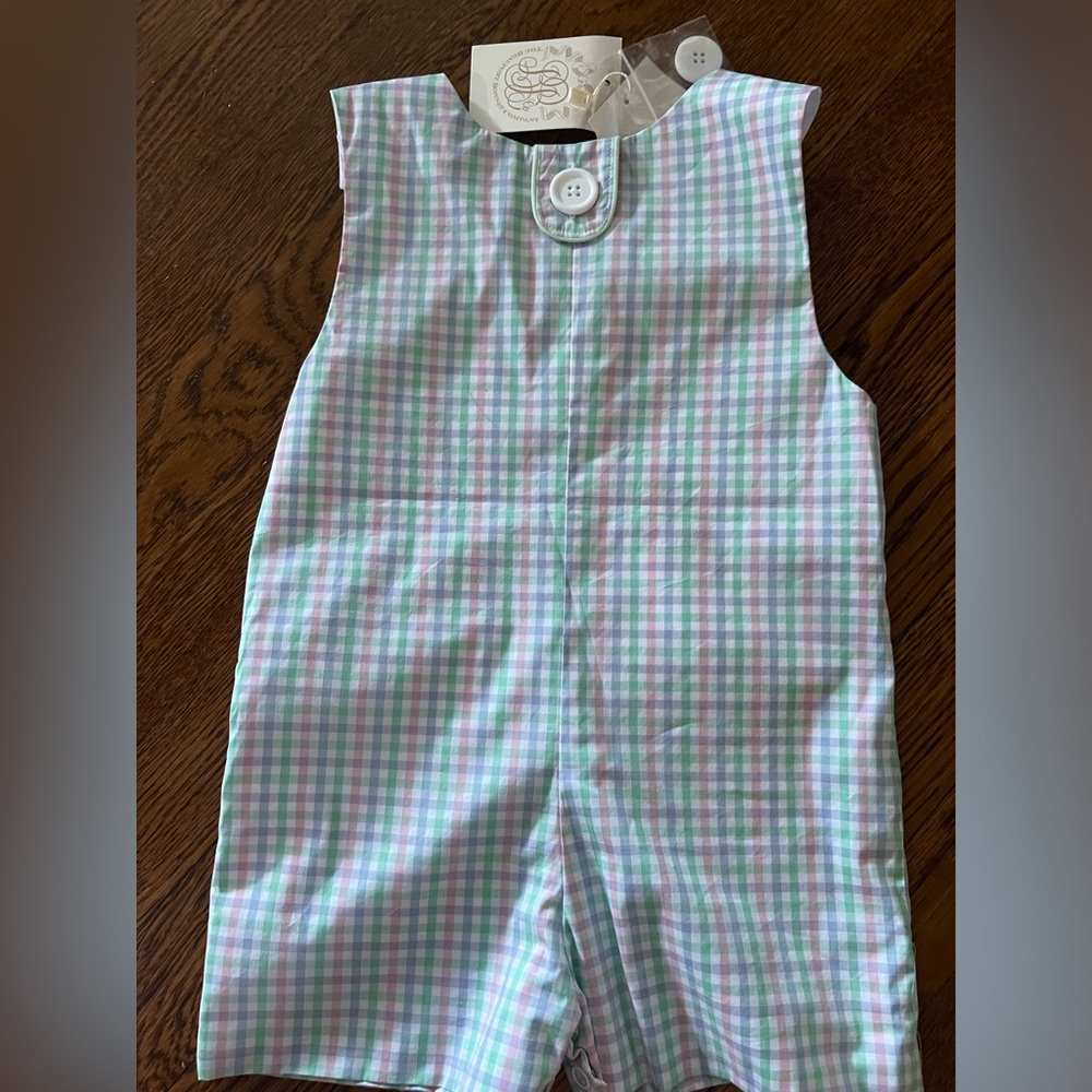 The Beaufort Bonnet Company 12-18 Jon Jon Sir Propers Preppy Plaid Boys Overalls - Picture 2 of 4